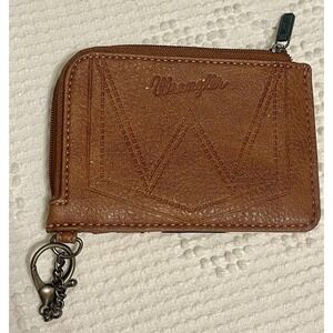 Wrangler Brown Cow Print Credit  card holder coin wallet keychain faux leather